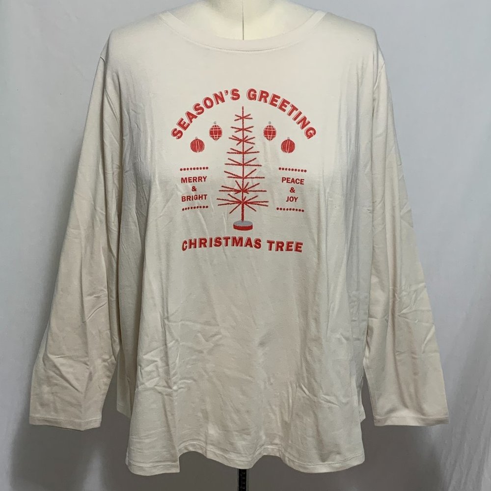 Ugly Christmas Shirt Seasons Greetings Merry Bright Peace Joy Women Plus Size 4X
